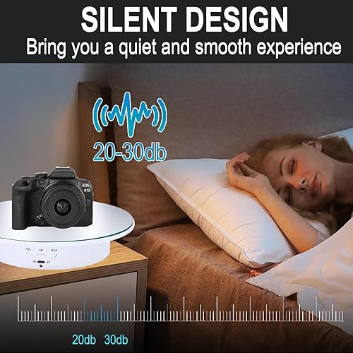 Miniatura 23 de JAYEGT Soporte de exhibición giratorio motorizado, carga de 7.87 pulgadas/17.6 libras, tocadiscos giratorios eléctricos de 360 grados para productos