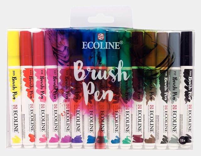 Ecoline Brush Pens Set of 15 Liquid Watercolour Pens