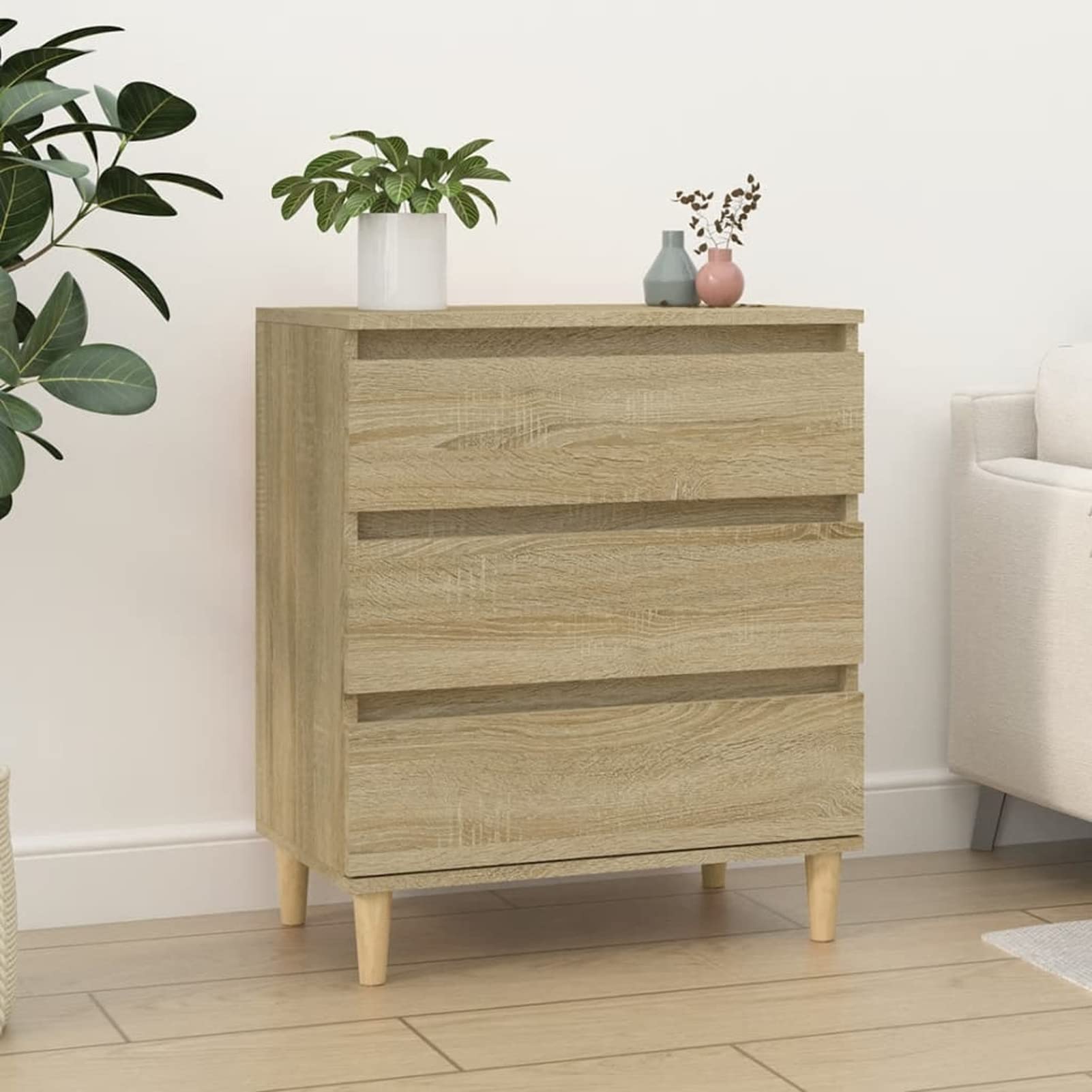 Homgoday Sonoma dębowy kredens 60 x 35 x 70 cm wielowarstwowy drewno, meble nocne do sypialni, szafka nocna do sypialni, szafka nocna do sypialni, szafka nocna do sypialni, szafka podłogowa