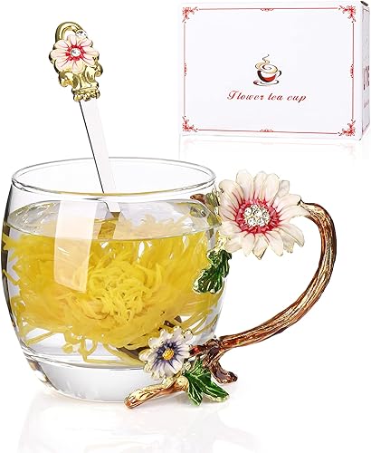 Miniatura 8 de Regalos para mamá, juego de taza de té de cristal con cuchara, el mejor regalo para mujeres, esposa, amigas, día de la madre, día de San Valentín,