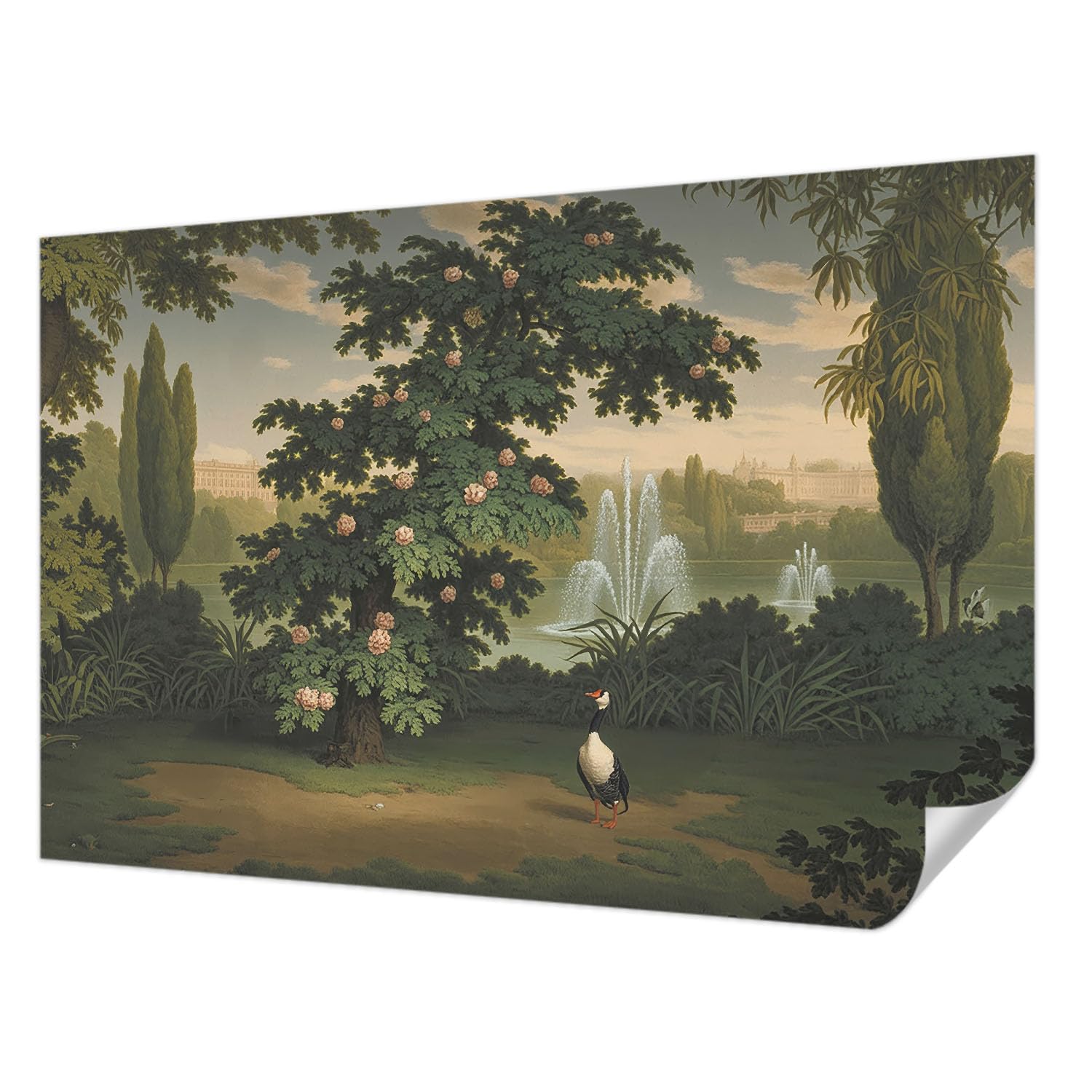 Revêtement mural de chambre à coucher Tulup ambiance jardin naturel serein