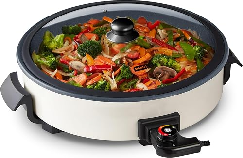 DASH Family Size Electric Skillet with Lid, 6-Quart Ceramic, Cream