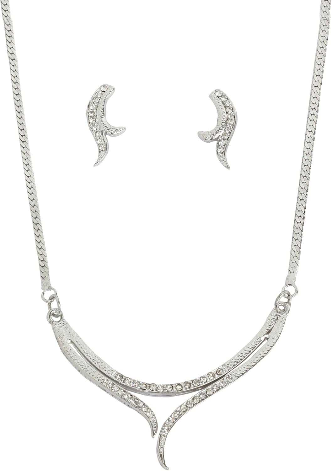 Touchstone Silver Fashion Ad Necklace Set For Women