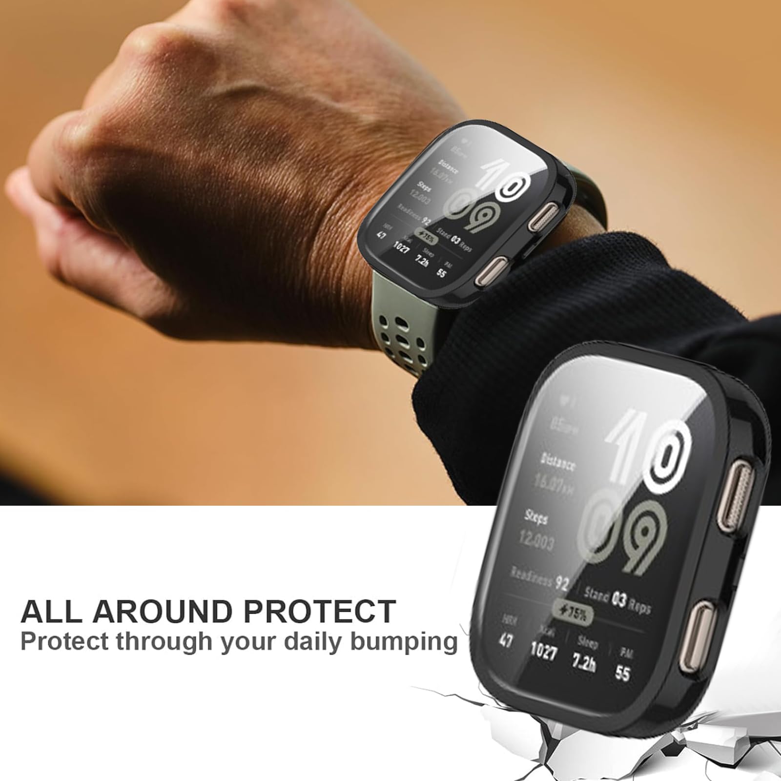 Coque Silicone Pour Amazfit Bip 6 - Avec 3 Films Protecteurs écran - Noir - Protection Complète