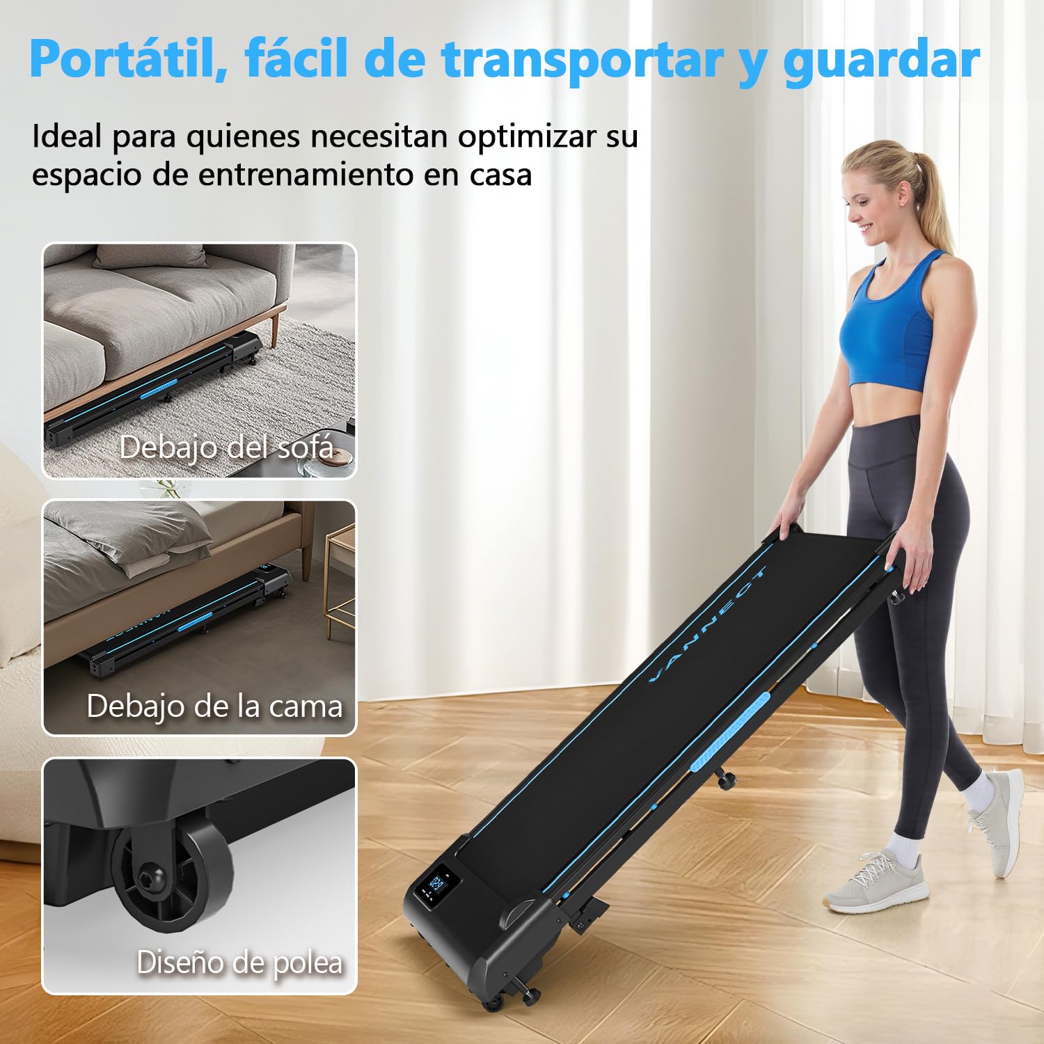 VANNECT Cinta de Correr con Inclinación, 2.75HP Cinta de Andar con Magnético Control Remoto, Walking Pad con Pantalla LED, No Requiere ensamblaje, Capacidad de 150kg