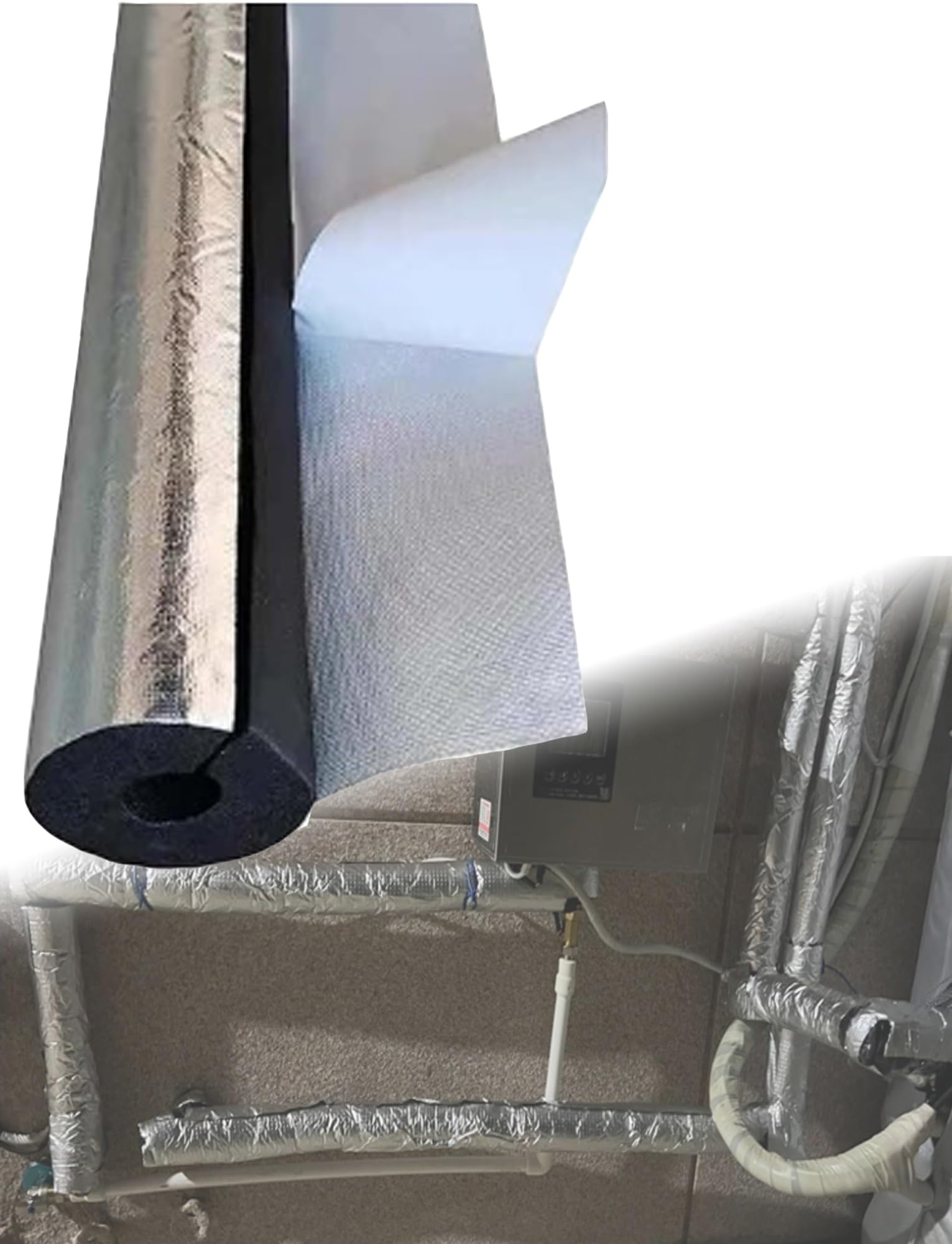 Aislante de espuma for tuberías, tubo de aluminio, envoltura autoadhesiva, grosor 4/5 cm, for tuberías de agua exteriores en invierno, anticongelante, grifo, aspersor, calentador.(5cm,Id-11cm)