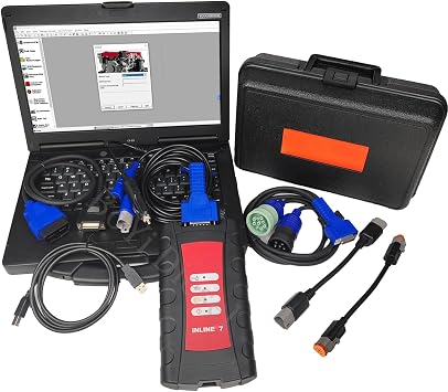 Inline 7 Data Link Adapter for Cummins with Insite 8.7/9.1 Software Truck Diagnostic Tool 5299899 5572620 Inside 9.1& LaptopCF53