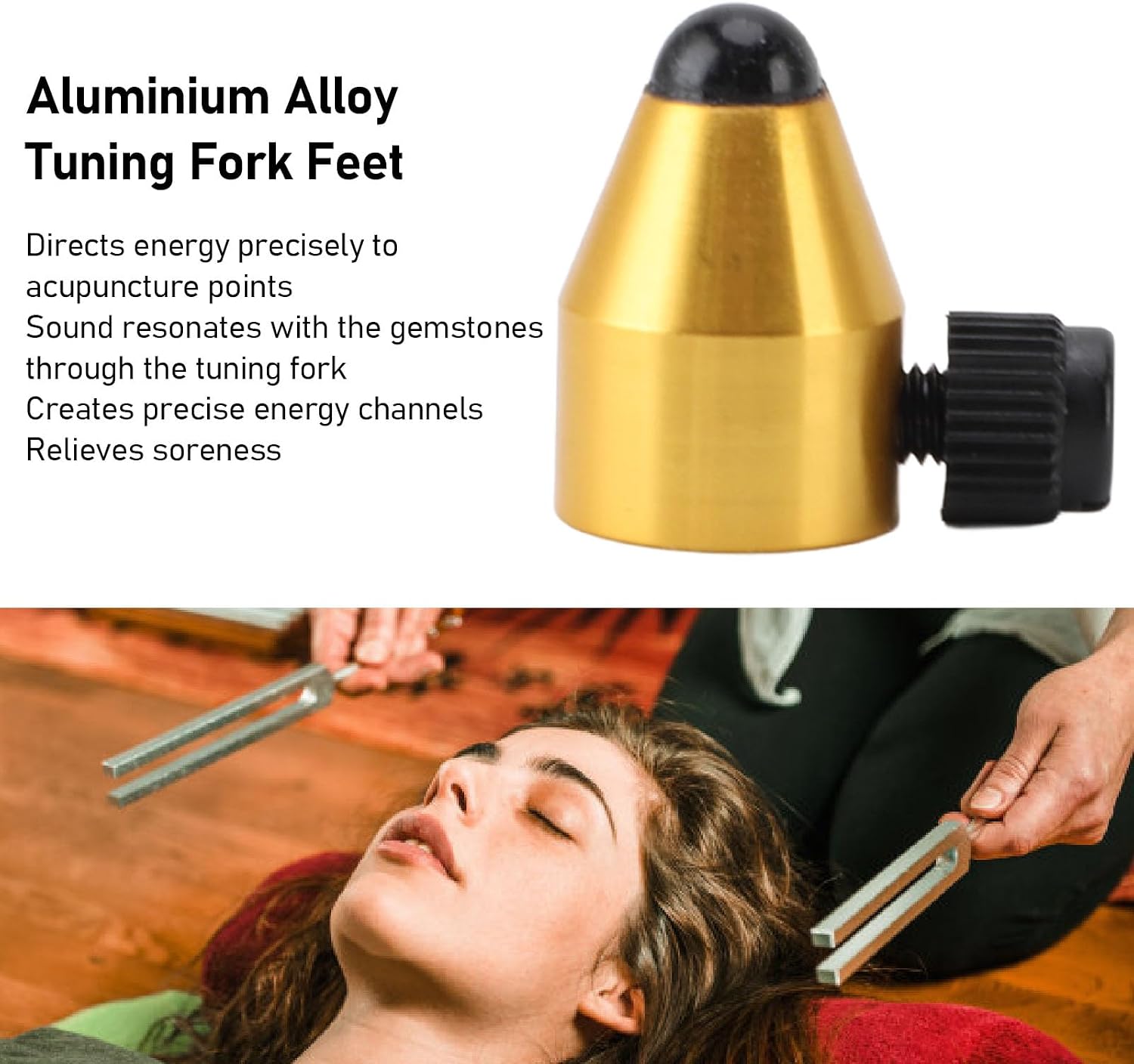 Dioche Tuning Fork Feet Accessory for Reduce Stress Relief, Energy Balance Aluminium Alloy Tuning Fork Healing Feet for Meditation (Black)