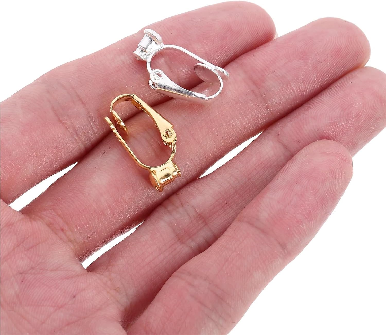 Clip On Earring Backs 40/80pcs Clip On Earring Converter Adapter Non Pierced Ear Stoppers Connectors Jewelry Making Findings(40gold 40sliver)