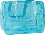 PVC Clear Pure Color Transparent Grand Zipper Cosmétic Pouch Travel Makeup Cosmetic Bag avec poignée pour la salle de bains de voyage Organisateur de toilette 11.81 * 8.27 * 5.12inch, Rose chaud