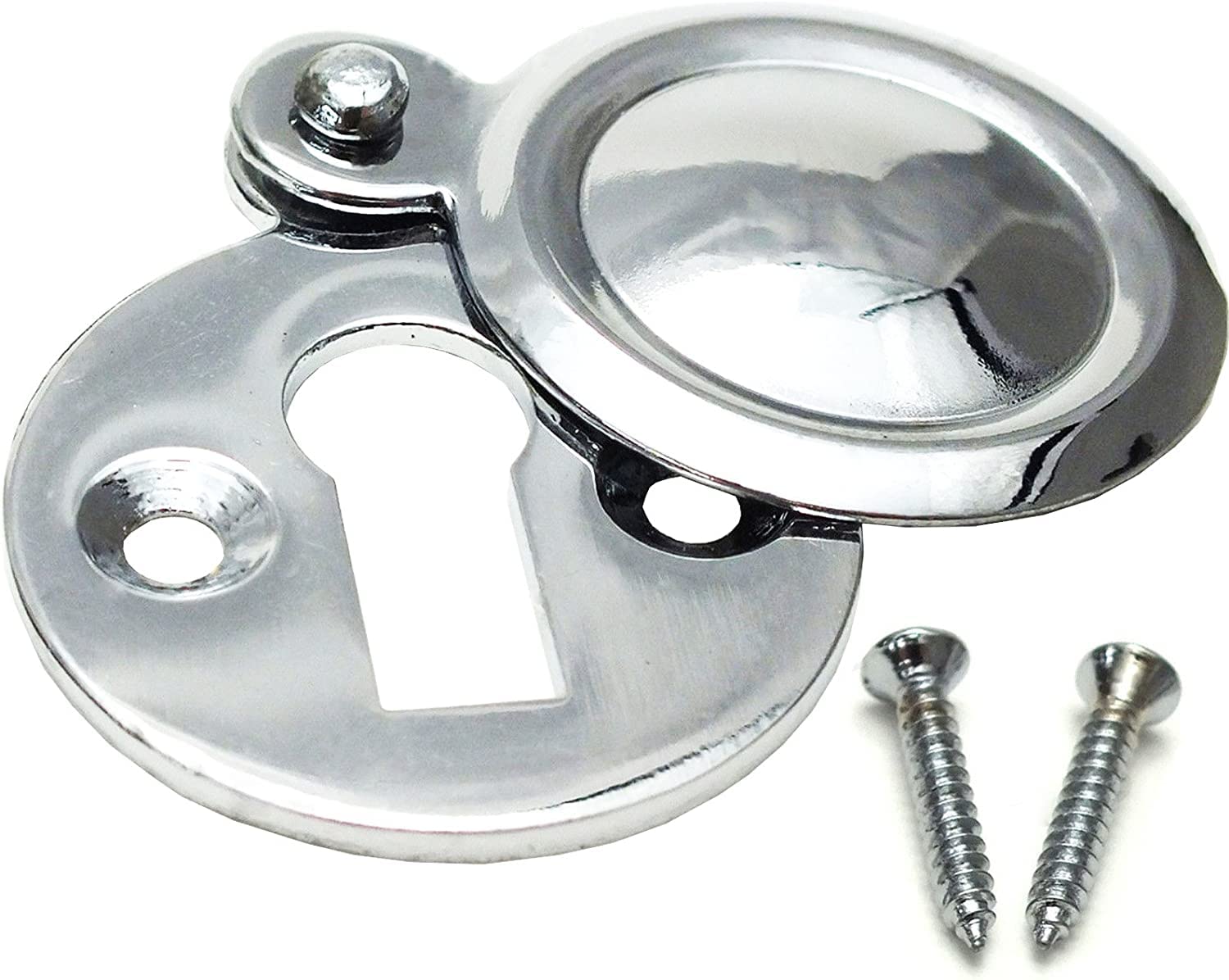 35mm Chrome Covered Key Escutcheon Round Door Keyhole Plate with Screws