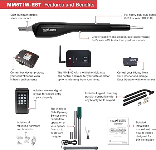 Miniatura 30 de Mighty Mule MM571W - Abridor de puerta inteligente de alta resistencia