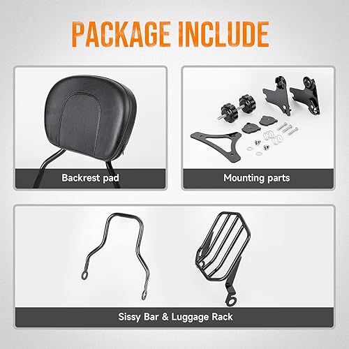 Miniatura 8 de Respaldo de pasajero ajustable y desmontable con portaequipajes compatible con Harley Road King 1997-2008, Road Glide, Street Glide, Electra Glide,