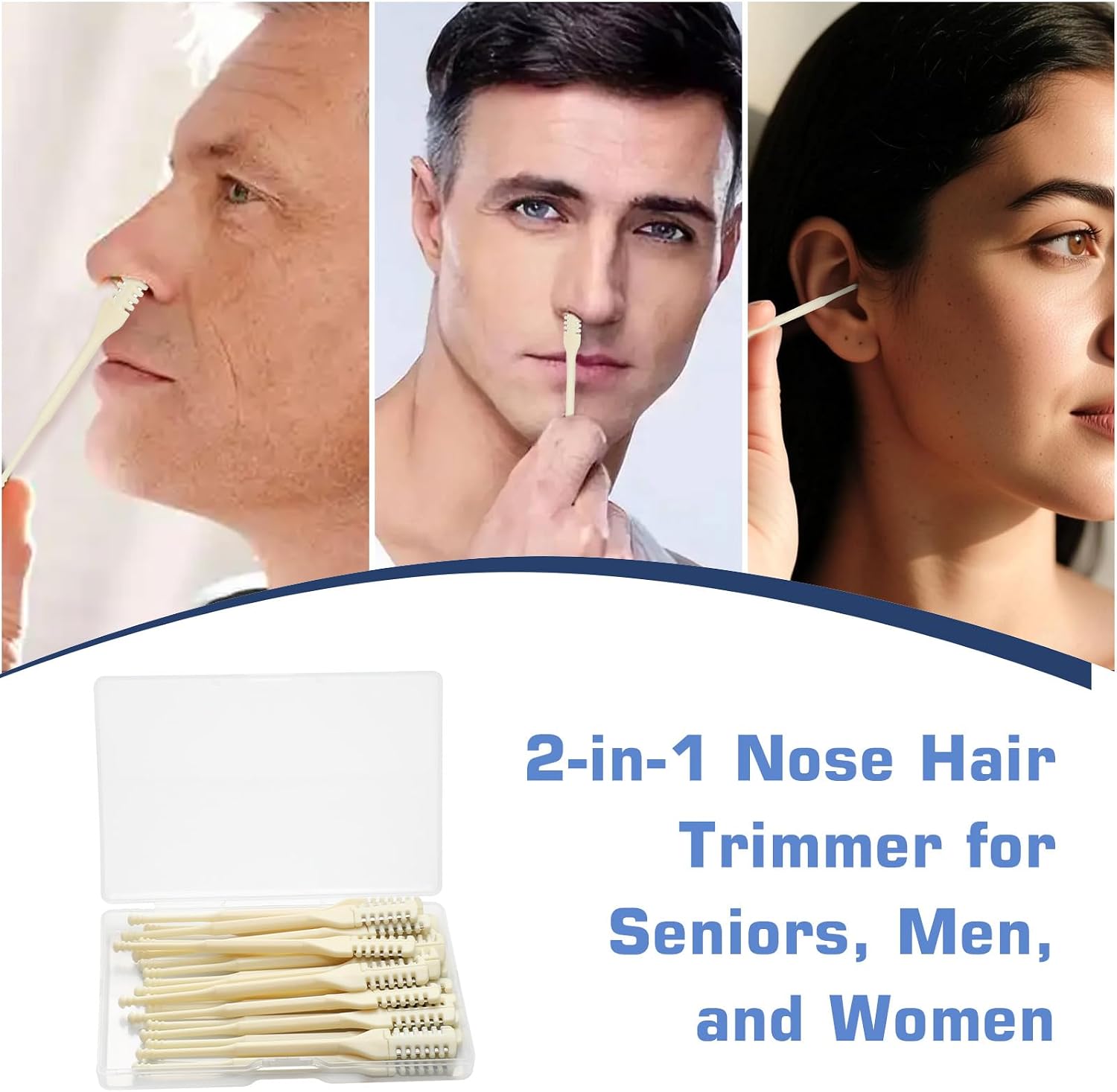 20 Pcs Nose Hair Shaver, Reusable Dual-Ended Nasal Hair Remover & Ear Pick
