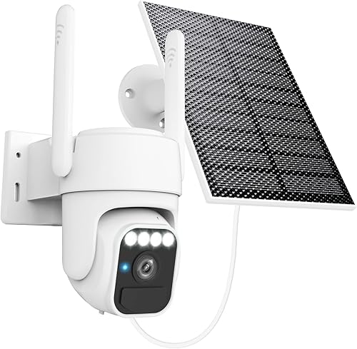 Solar Powered Security Camera, 360° Wireless Outdoor Camera,Motion Tracking, AI Alerts, Night Vision, 2-Way Audio,Waterproof,Surveillance Camera for Home & Business,Cloud Service, Alexa