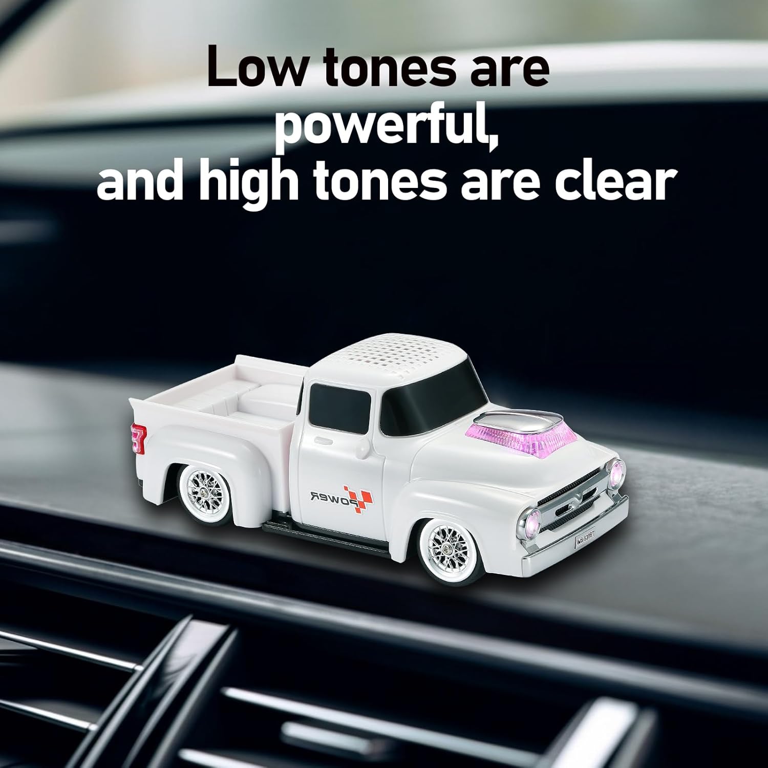 WSTER Retro Truck Bluetooth Speaker Car – Portable Bluetooth Speakers with FM Radio, TWS Stereo Pairing, LED Party Lights, USB/TF/AUX Playback, Cool Car-Themed Gift for Men(White)