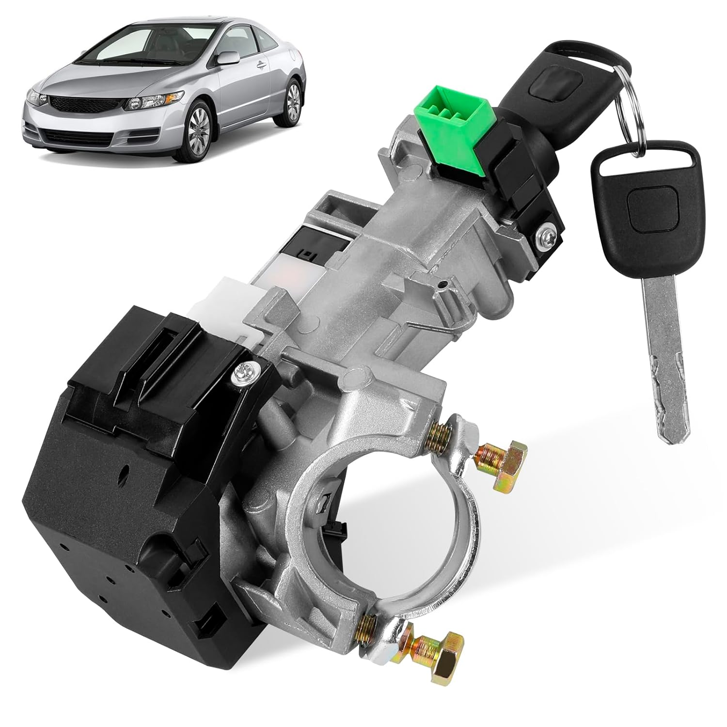 Ignition Switch Lock Cylinder Assembly with 2 Keys, Fits for Honda Civic 2003 2004 2005 1.3L 1.7L