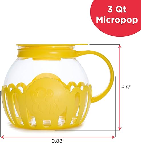 Miniatura 81 de Ecolution Palomitas de maíz patentado Micro-Pop para microondas con vidrio seguro para temperatura, tapa 3 en 1 que mide granos y derrite Aguamarina