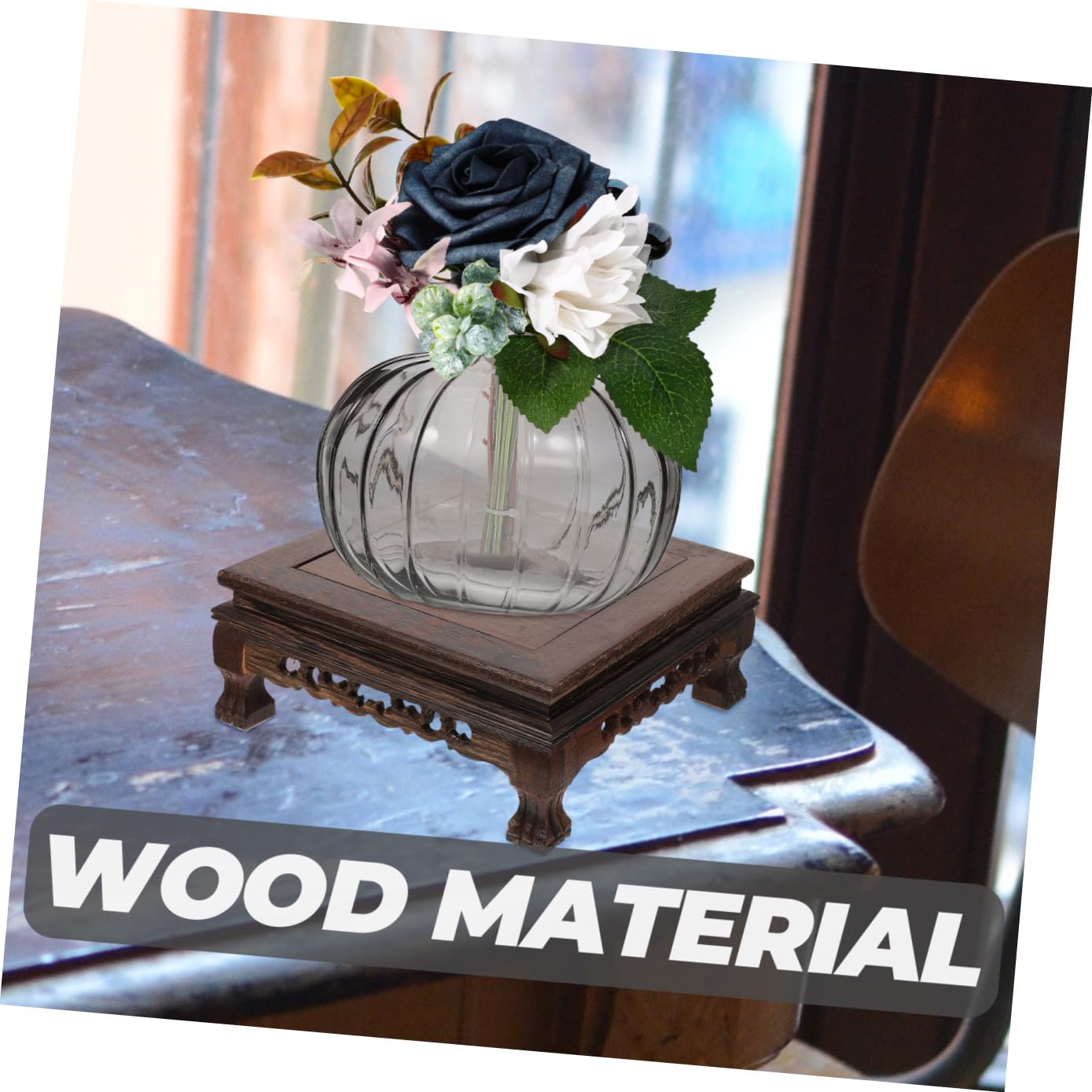 Cabilock Decoración De Mesa Pedestal de Madera Rectangular Decorativo hogar Pedestal de Madera múltiple jarrón de usos múltiples Florero De Madera