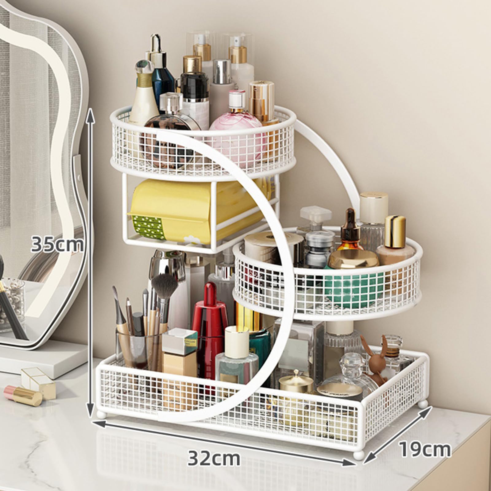 Stabiles Metall Kosmetikregal ohne Installation erforderlich, tragbare Organizer für Lippenstifte, Hautpflege, Badezimmerzubehör, Lippenstifte Ausstellungsständer