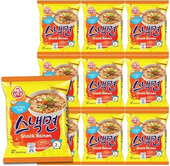 Ottogi Snack Noodles, 3.6 oz 108 g, Set of 10 Bags / Korean Food Korean Ramen Snack Ramen