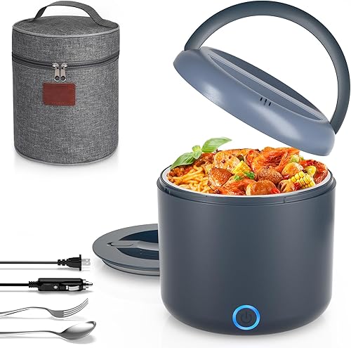 Miniatura 14 de Vingud Lonchera Eléctrica, Calentador de Alimentos, 3 en 1 Lonchera Calentada para Trabajo/Coche/Camión, Loncheras Calentadas para Adultos con