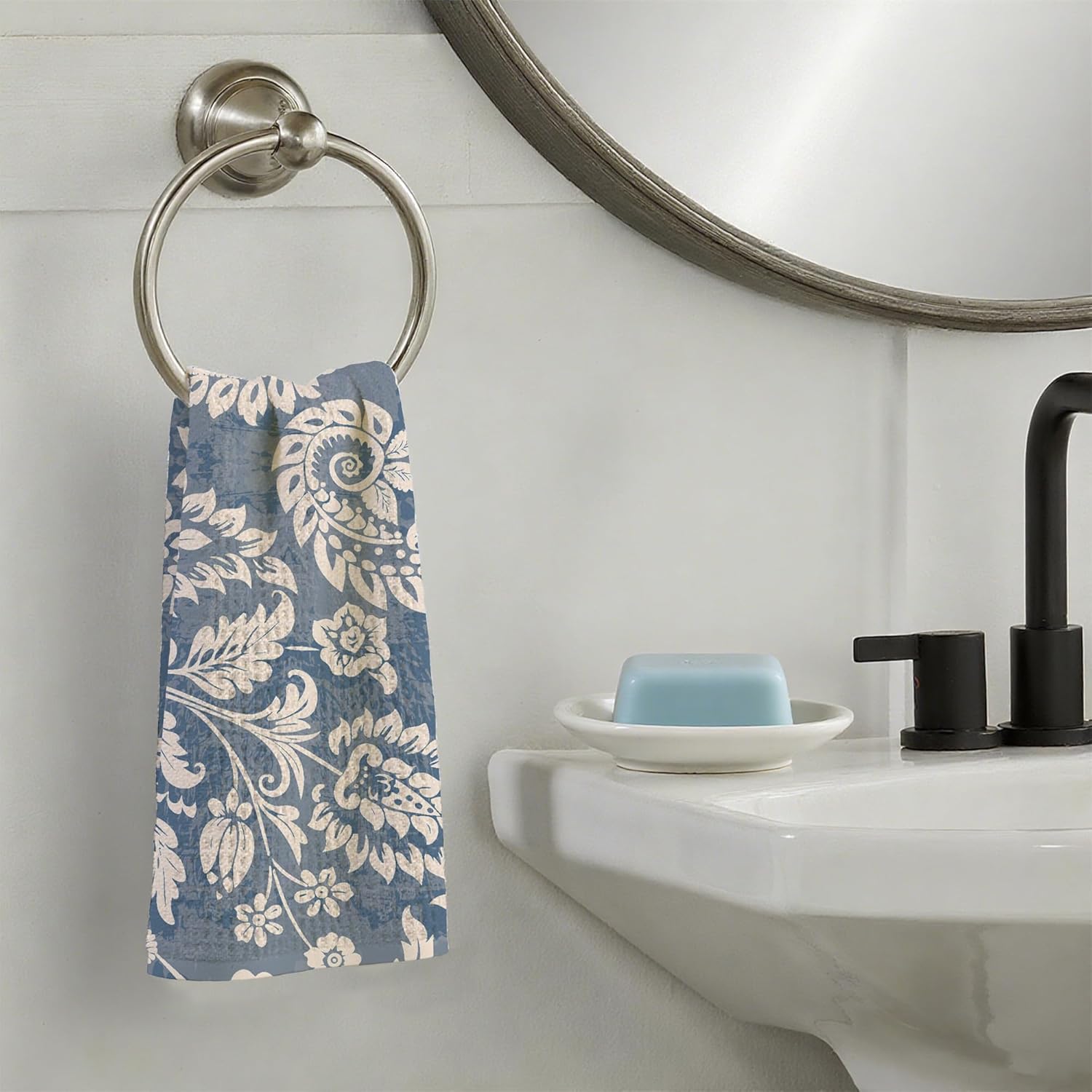 2 Pack Hand Towels African Boho Floral Kitchen Towel Absorbent Decorative Towels Set for Drying,Cleaning,Cooking,Bathroom,Holiday 16x24 Inches - Image 6