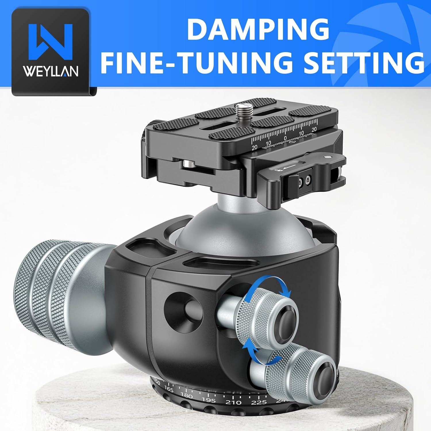 WEYLLAN CH55 Arca Ball Head Mount with Lever Release, 55mm Low Profile Heavy Duty Tripod Ball Head with Mlok Rail Arca Swiss Quick Release Plate for Hunting & Photography, Camera Head Load 88lbs/40kg