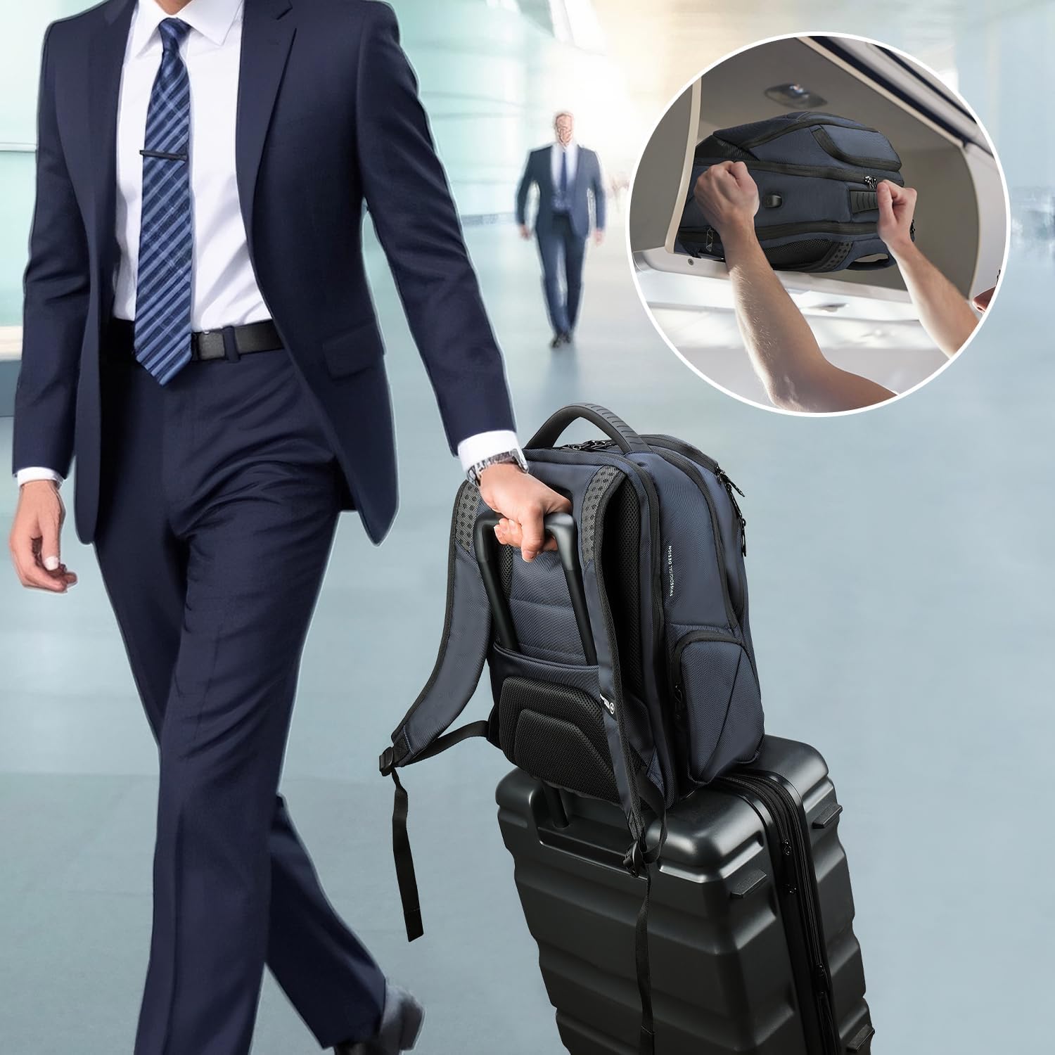 Swissdigital Design Men's Laptop Backpack for College and Business Travel with Integrated USB Charging Port and RFID Protection Fits Laptops up to 15.6 inch, Blue | SD1695-12 - Image 8