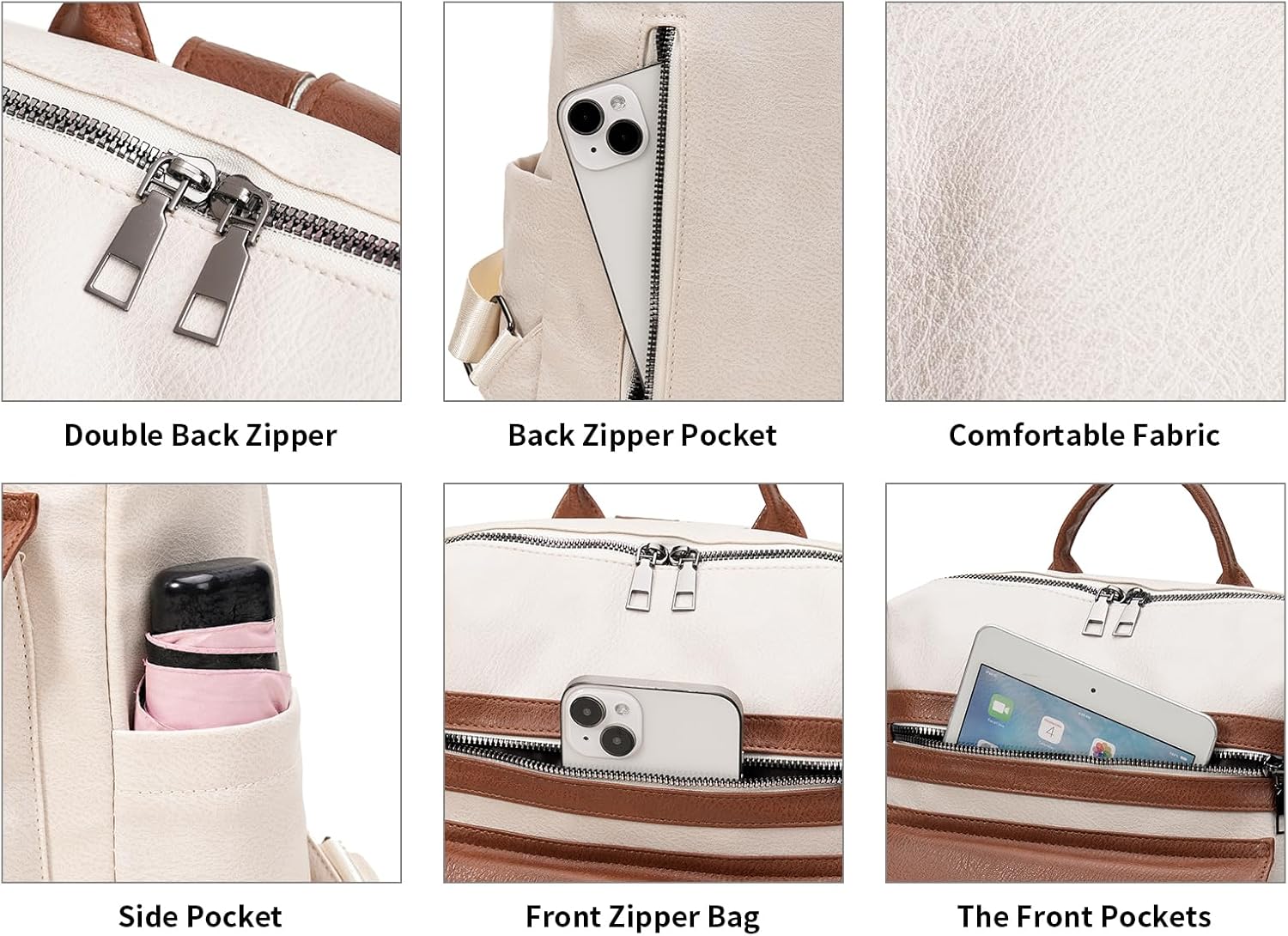 GAEKEAO Backpack Purse for Women PU Leather Anti-theft Backpack Convertible Satchel Bags Travel Shoulder Bag Casual College - Image 5