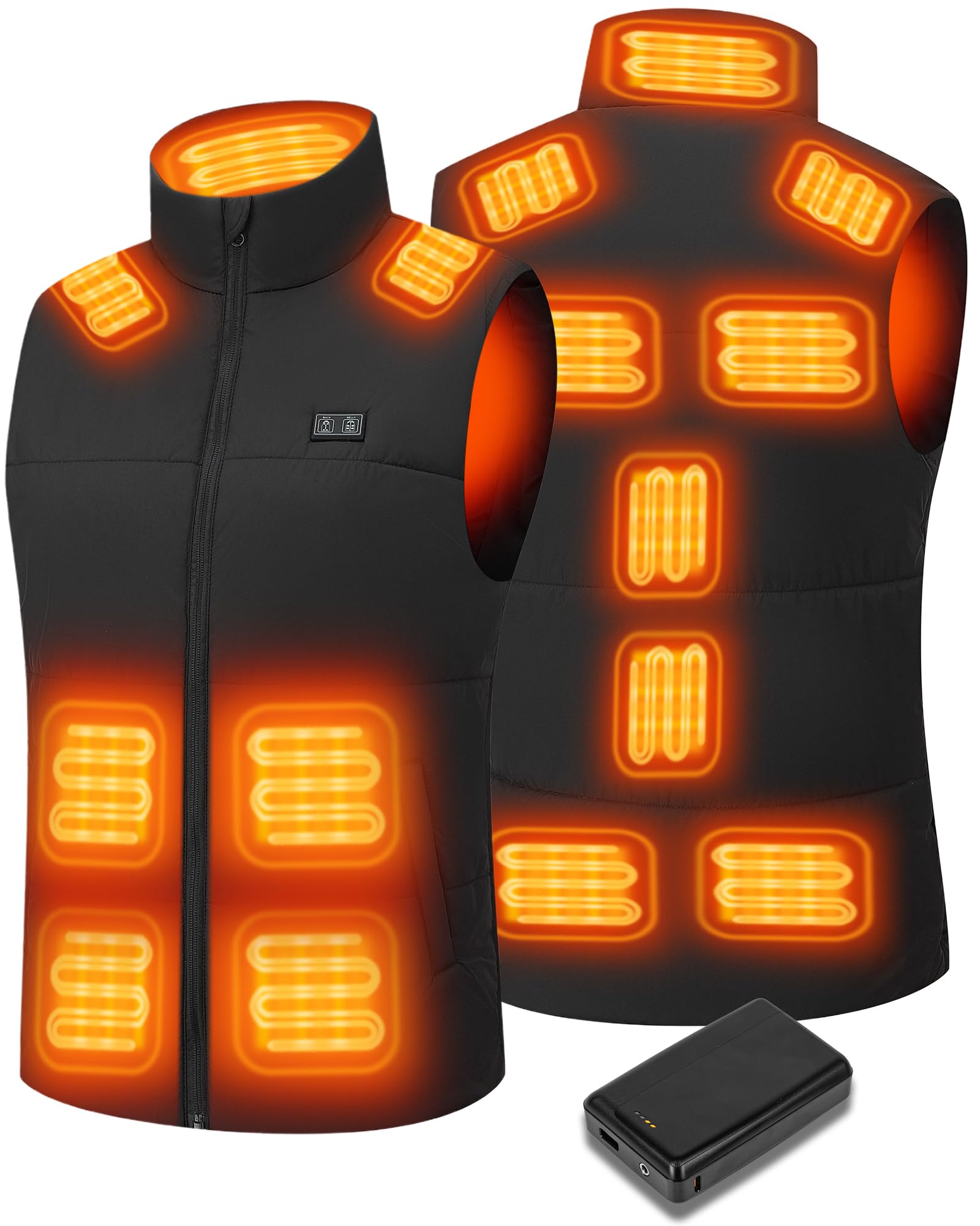 7,4V Beheizbare Weste für Herren und damen mit 20000mAh Akku, bis zu 12 Stunden schnelles Aufheizen, Heizgilet mit 15 Heizbereichen – Ideal für Radfahren, Camping und Arbeiten im Winter