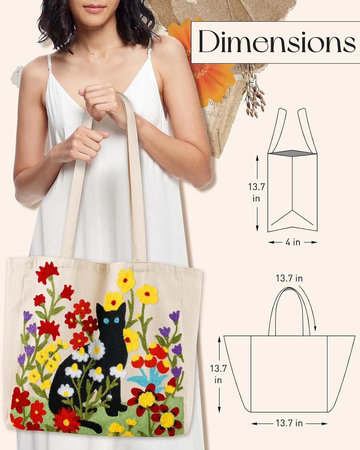 Miss Adola Lightweight Embroidery Canvas Tote Bag image 2