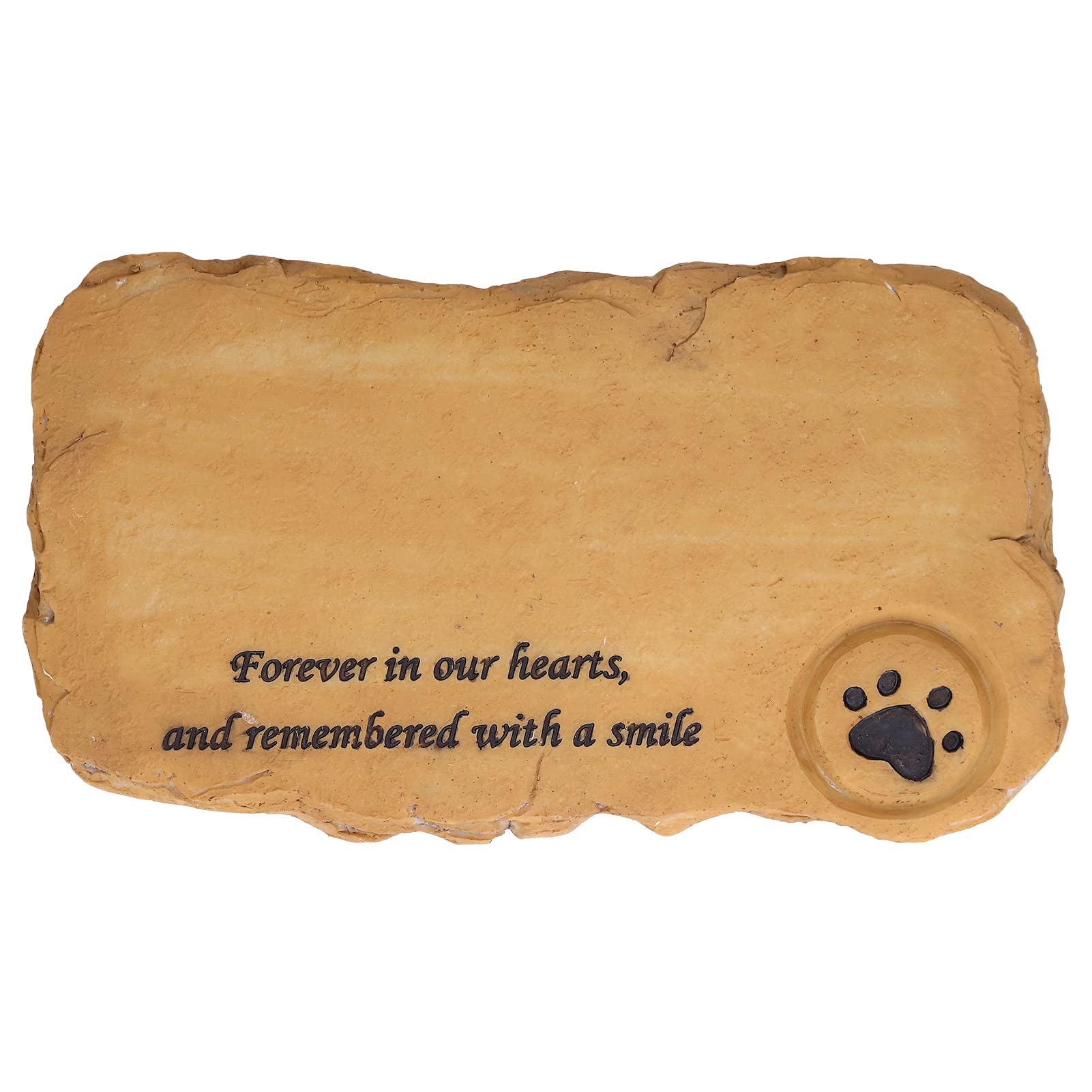 Hapivida Resin Pet Memorial Stones, Loss of Cat Memorial Sympathy Gifts Tombstone Gravestone, Forever in our hearts,and remebered with a smile Outdoor Grave Maker Garden Decor(B-2)