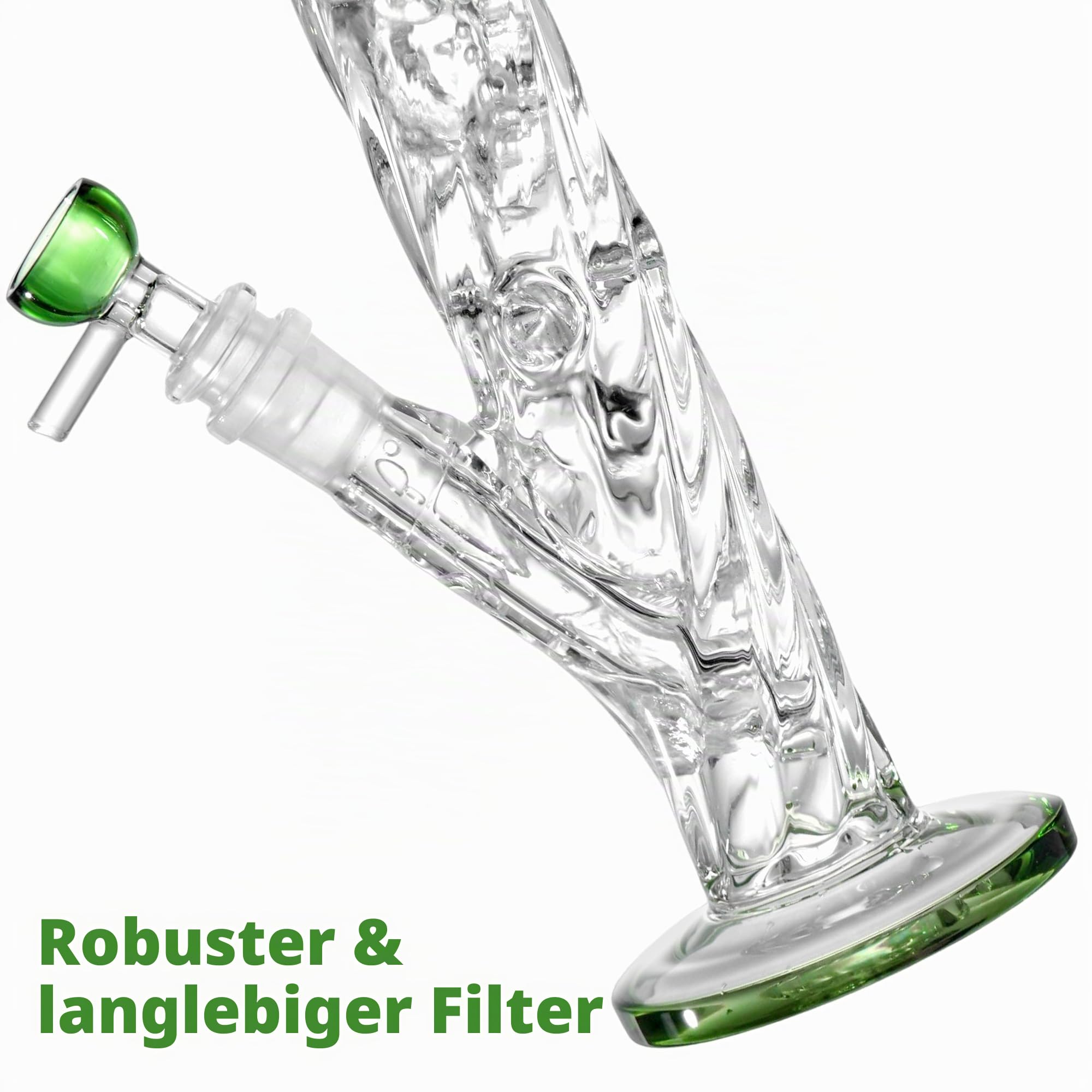 Chillbong 20cm Glasbong mit 14,5mm Schüssel und Spiralzylinderflasche, Gewicht 500g, Craft robustes Glas, Filtergefäßrohr - Jade Green