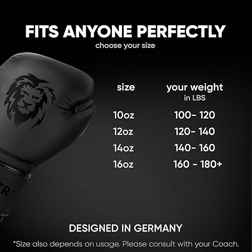 Miniatura 7 de FIGHTR Guantes de boxeo profesionales hechos de cuero genuino  hombres y mujeres  para boxeo, artes marciales mixtas, artes marciales 10, 12, 14, 16