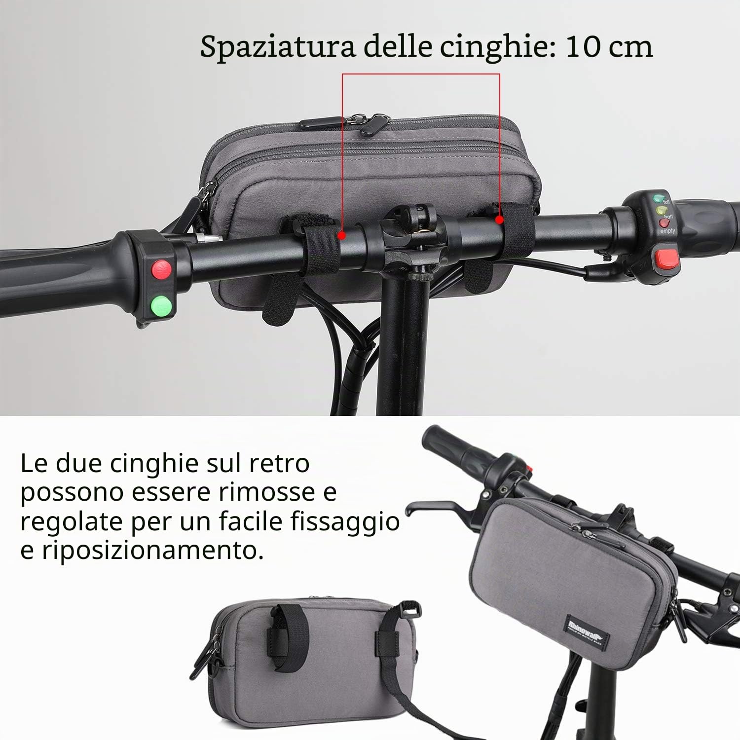 BAIGIO Borsa Anteriore per Bicicletta Borsa Manubrio Bici con Copertura Antipioggia Multifunzione Borsa a Spalla Borse Tracolla Casuale (Grigio)