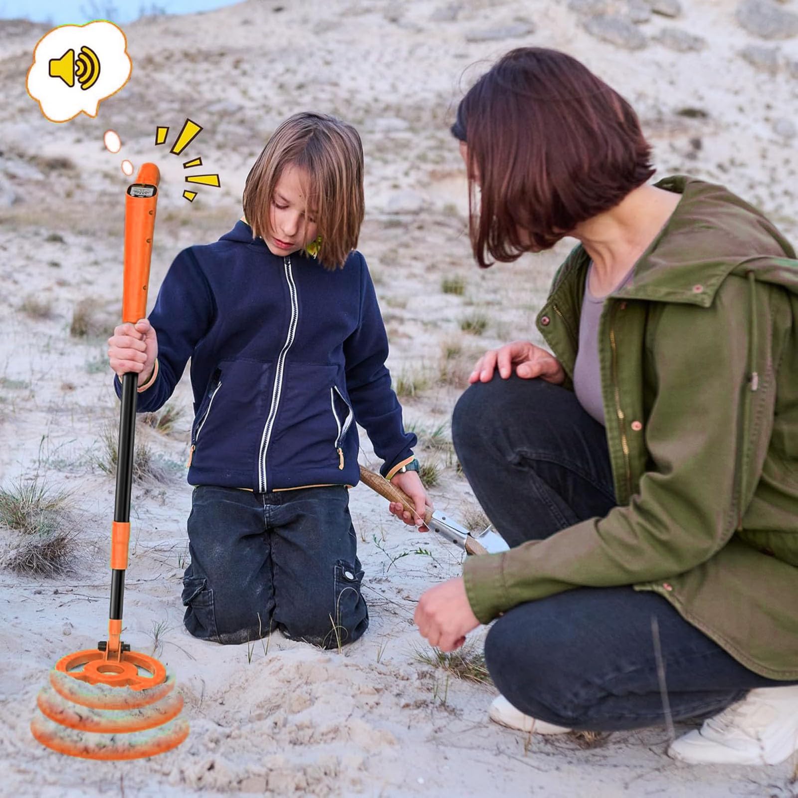 Detectores de tesoros ajustables para niños con pantalla LCD visual, diseño ergonómico y ligero para exteriores de 5 a 12 años, detectores de metales para niños con pantalla LCD