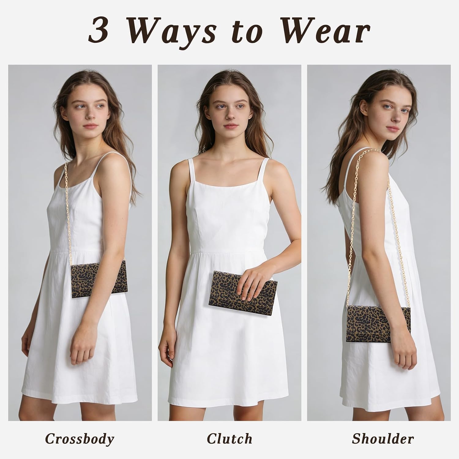  Crossbody Bags for Women, Clutch Purse with Chain & Card Slots thumbnail