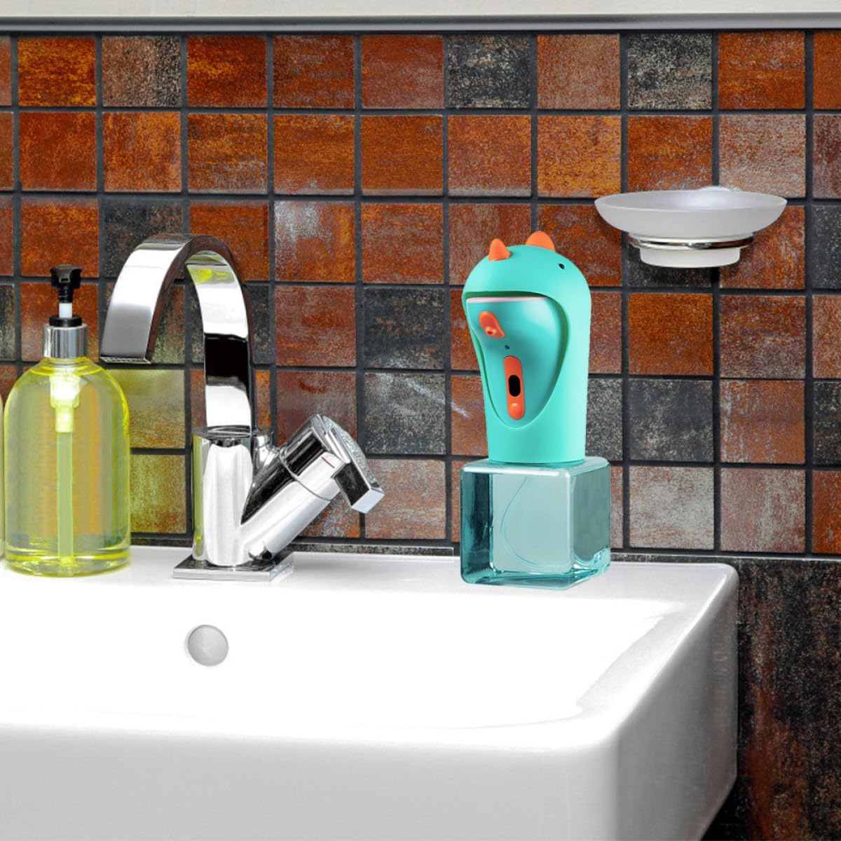 Automatic Touchless Dinosaur Soap Dispenser Battery Operated Cartoon Foaming Hand Soap Dispenser for Bathroom and Kitchen Household Use