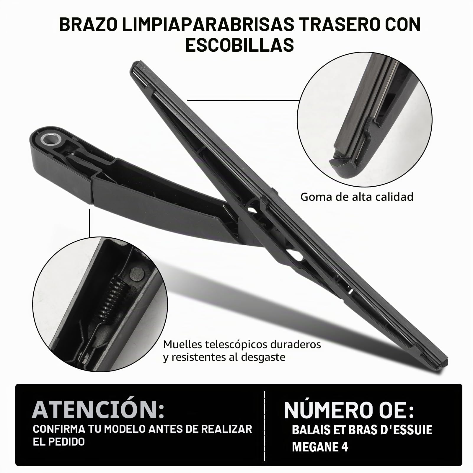 limpiaparabrisas trasero para Megane 4 2016-2022 Brazo y escobilla para limpiaparabrisas trasero Megane IV MK4
