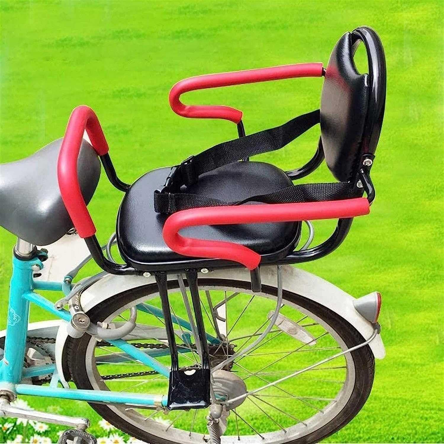 Back Mount Child Seat for Adult Bike,Children's Bike Seat,Rear Child Carrier Bicycle Seat,Child Bike Seat Rear Mount,with Backrest Foot Pedals/Armrest and Detachable Fence for 2-8 Year Old Children