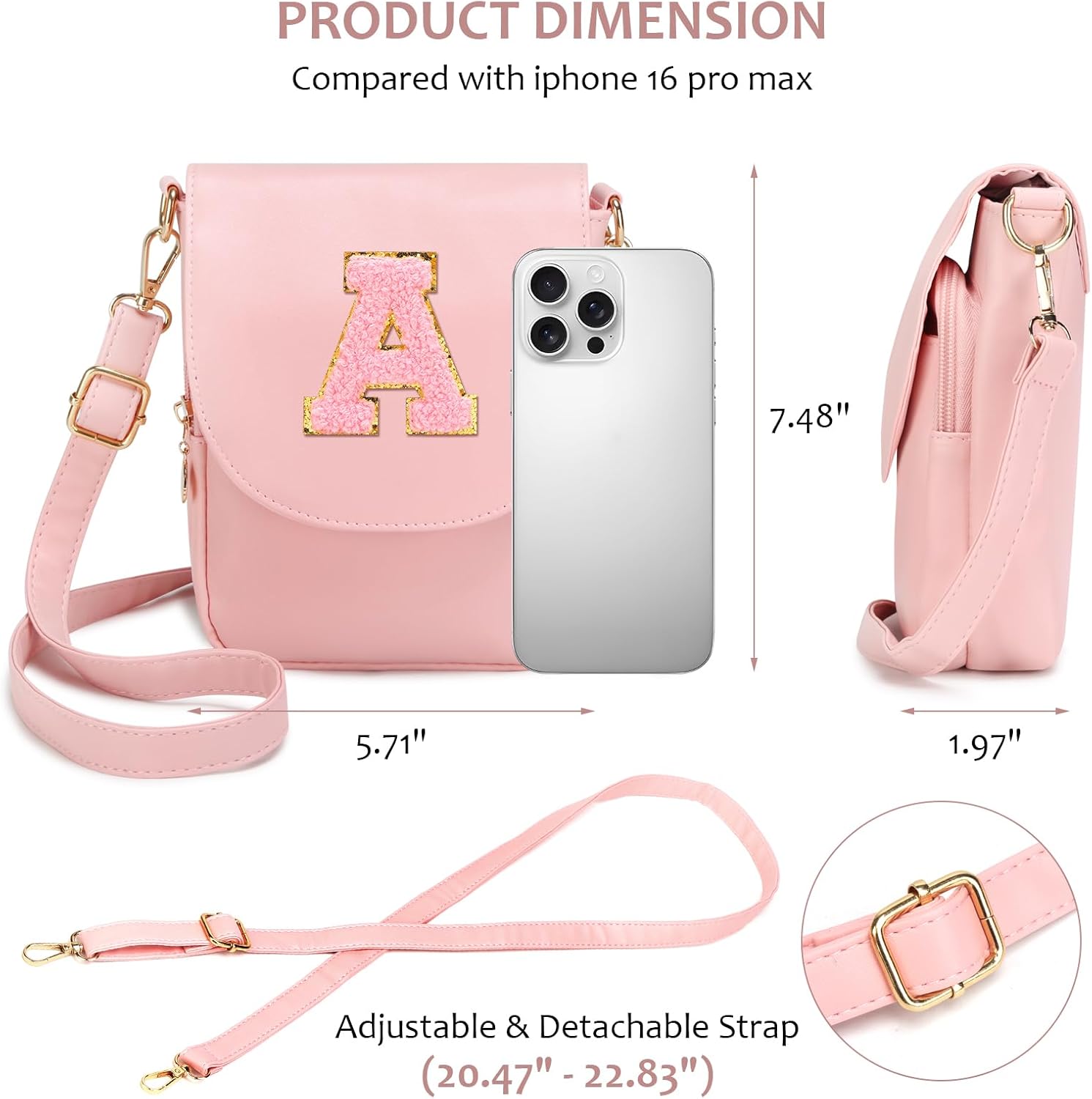 Initial Crossbody Bags Toddler Purse for Girls PU Leather Cross Body Bag Handbag Personalized Preppy Teen Girl Gifts - Image 6