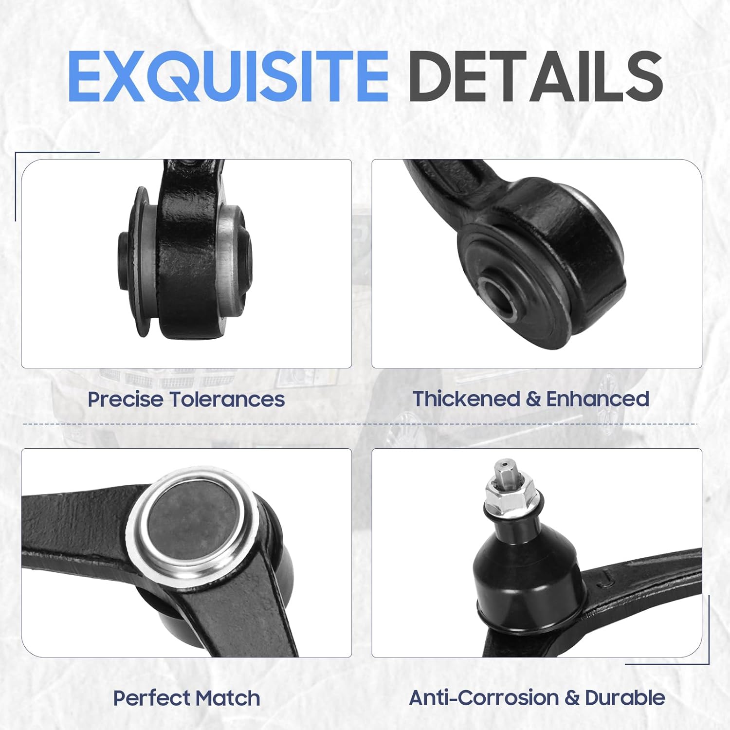 2WD/4WD Front Upper Control Arms w/Ball Joints & Front Lower Ball Joints Suspension Kit for 2005-2010 Dodge Dakota, 2011 Ram Dakota, 2006-2009 Mitsubishi Raider (4PCs)