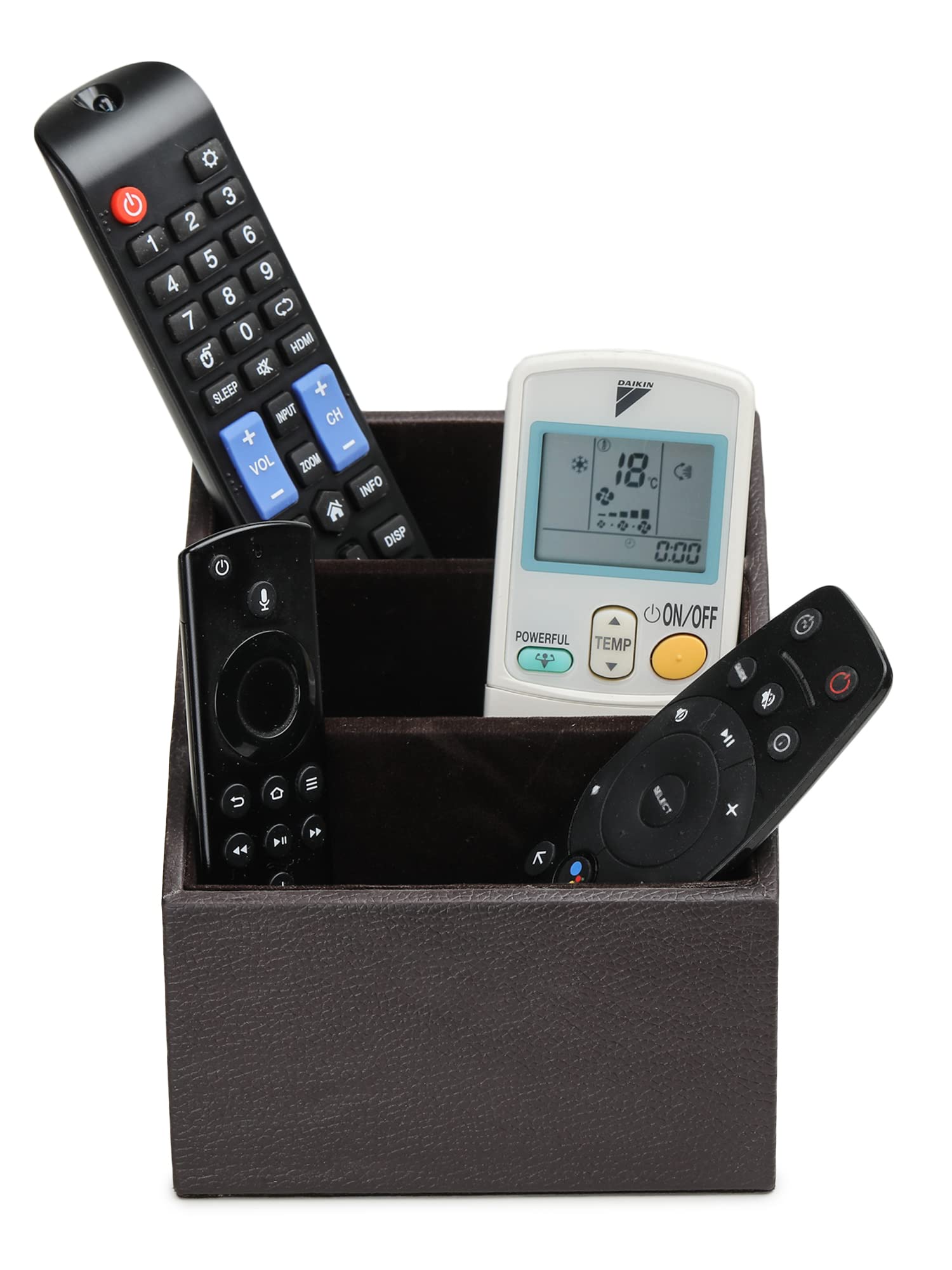Organizer da scrivania in pelle sintetica, 3 scomparti, per ufficio, tavolo da studio, cosmetici, penne, matite, telecomando, strumenti cosmetici e articoli da ufficio (marrone)