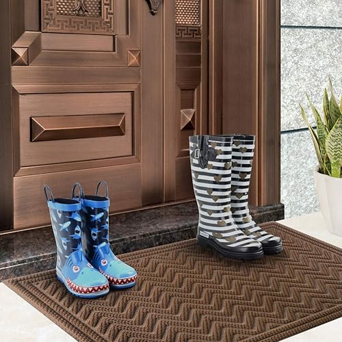 Miniatura 60 de Mibao Tapete para puerta delantera, resistente y duradero, tapete de bienvenida para interiores y exteriores, atrapador de suciedad, impermeable