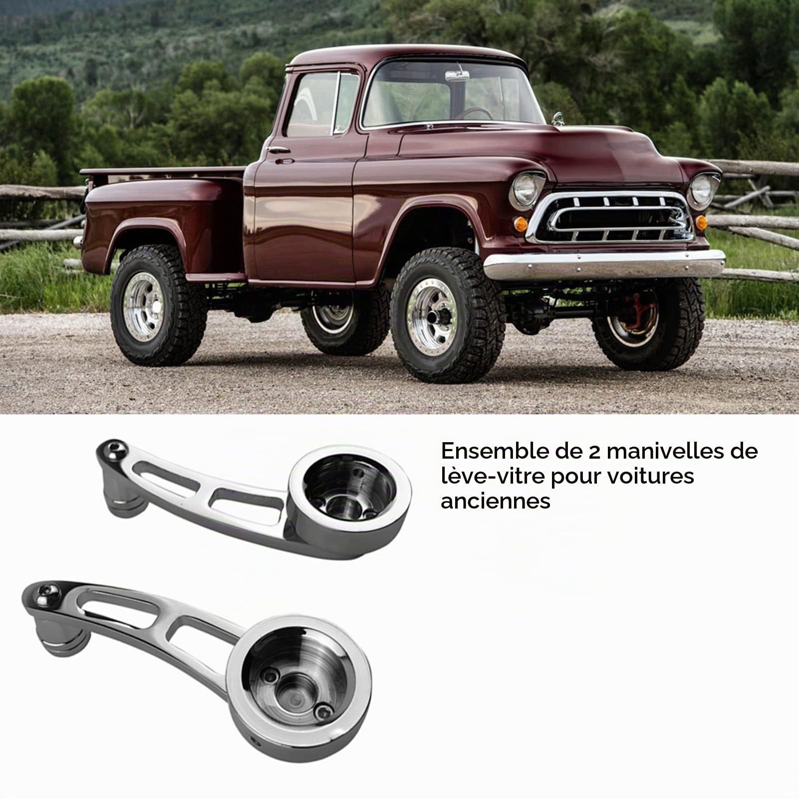 1 Paire Poignée de Porte à Manivelle,Manivelle de Fenêtre de Voiture Enrouleur de Poignée de Manivelle de Fenêtre Alliage D'aluminium Poignées de Lève-vitre de Voiture,Argent