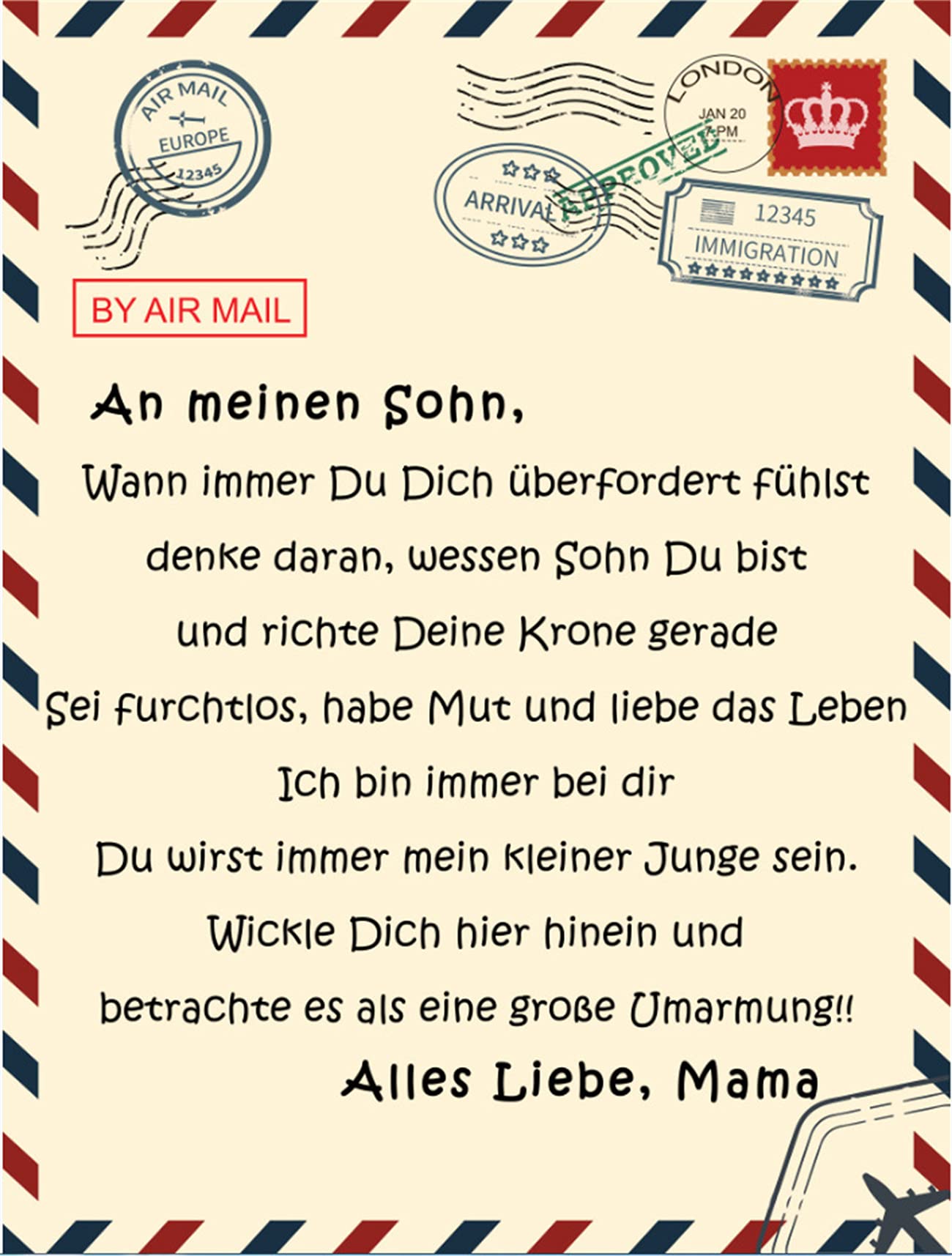„An Meine Sohn“ Kuscheldecke – Personalisierte Flanell-Decke Mit Lieber Botschaft, Weich & Wärmend