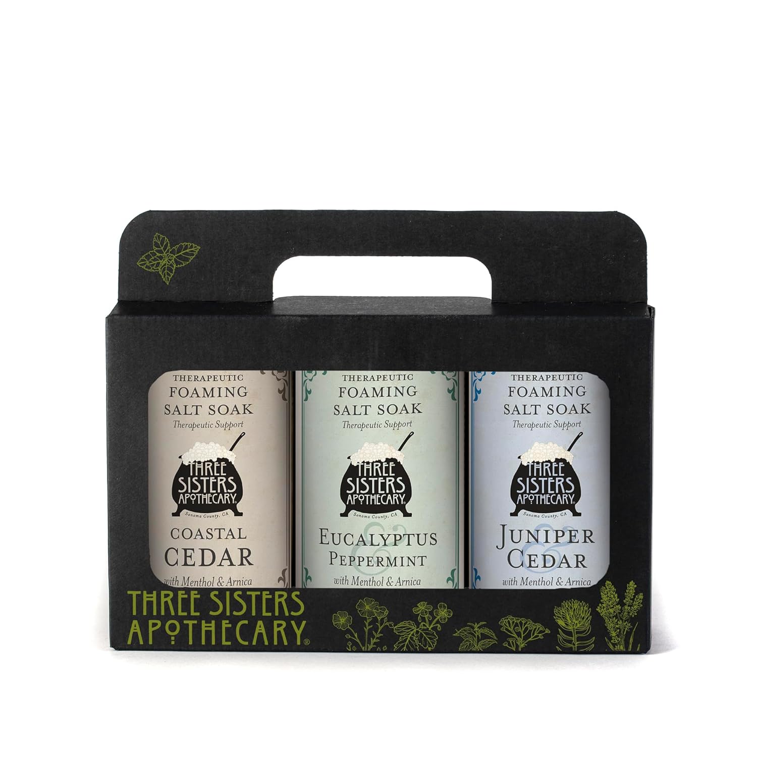 Three Sisters Apothecary 3 Piece Bath Salt Gift Tote Trio (Therapeutic)