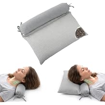2-in-1 Adjustable Buckwheat Pillow, Detachable Bone, Neck Relief Gray