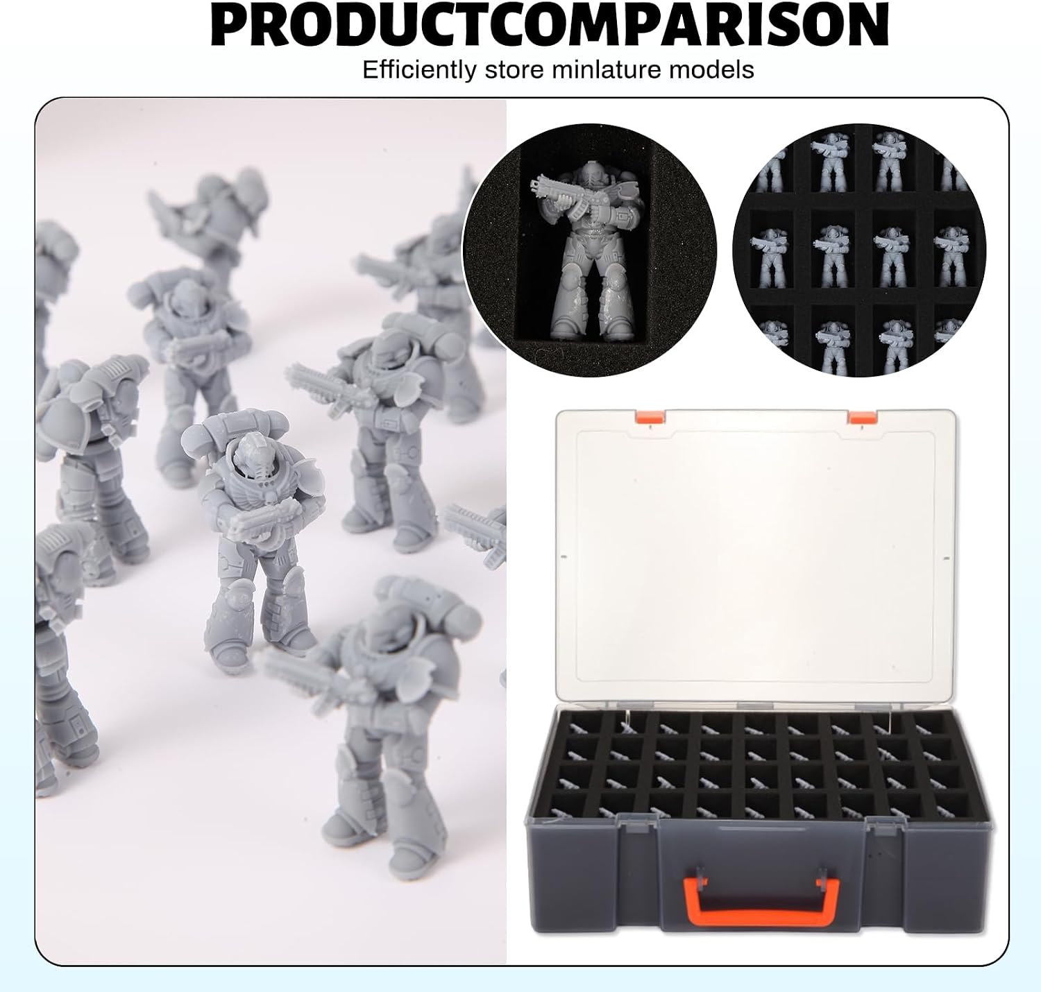 2Pcs Miniature Storage Carrying Figure Boxs -144 Slot Figurine Minature Carrying Case Compatible with D&D and More (Black)